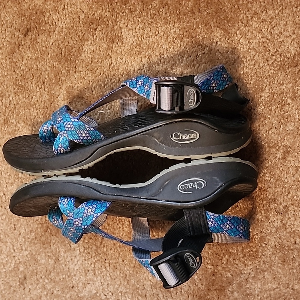 Chaco Classic Z/2 Sandals in Teal purple diamond weave - Picture 9 of 13